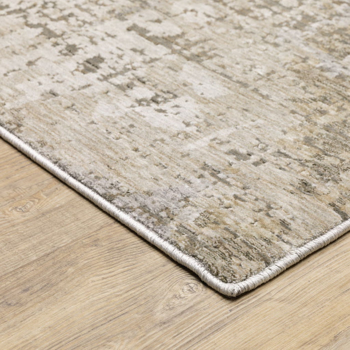 10' x 13' Abstract Power Loom Stain Resistant Area Rug - Beige Gray Ivory Tan And Brown