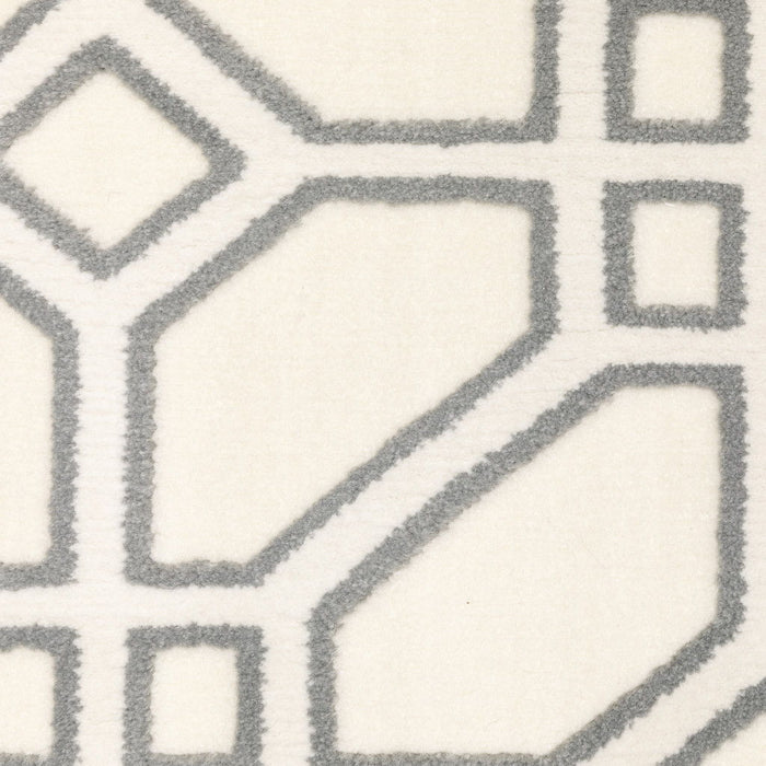 9.8' x 12.8' Geometric Power Loom Stain Resistant Area Rug - Ivory And Grey
