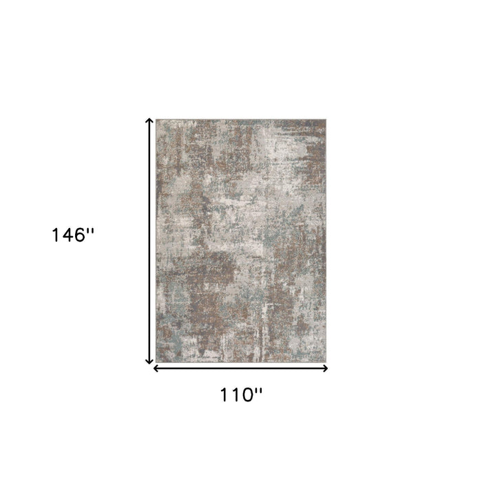 9' x 12' Brown Abstract Power Loom Area Rug - Gray And Light