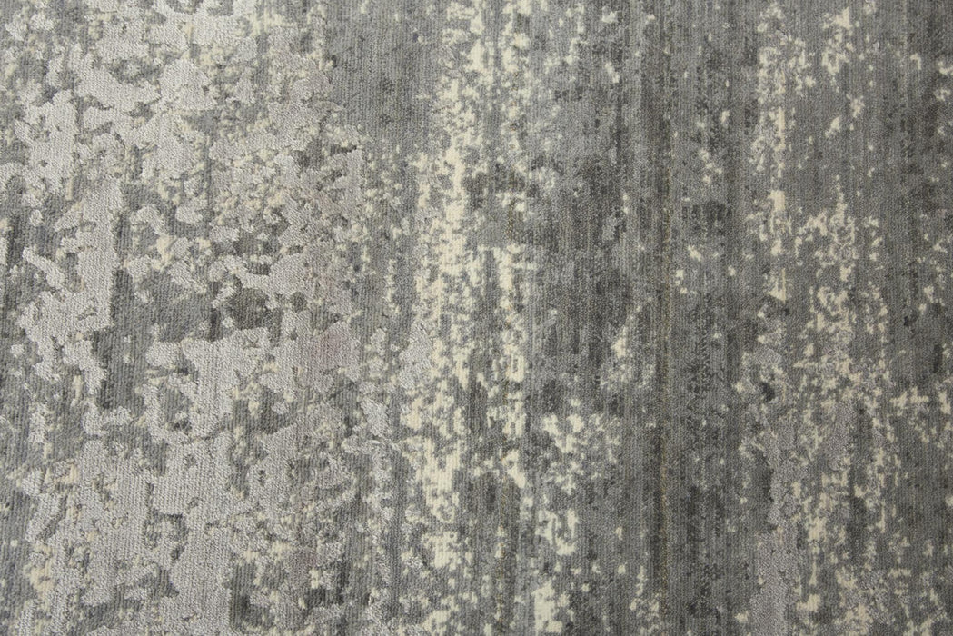 9' X 12' New Zealand Lambs Wool Abstract Hand Carved Handmade Area Rug (747046) - Gray / Ivory