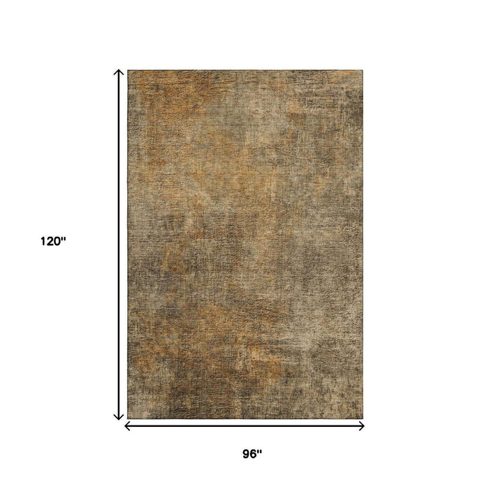 8' X 10' Abstract Washable Area Rug With UV Protection (650660) - Brown / Beige