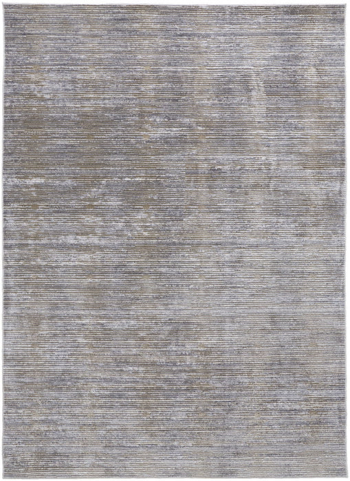 12' x 15' Abstract Power Loom Area Rug - Taupe Silver And Tan