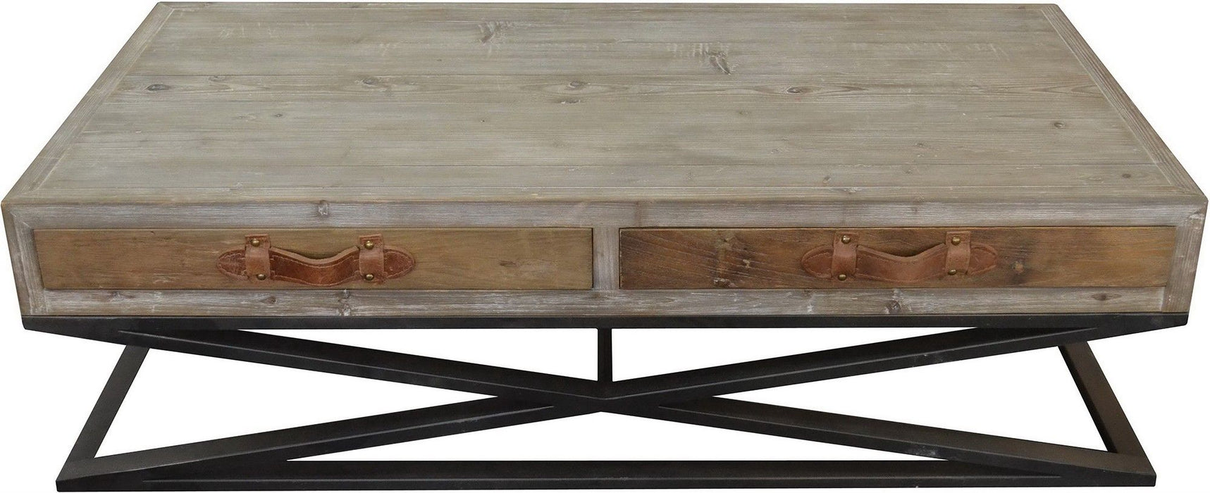 Rustic Handcrafted Wood And Iron Coffee Table - Natural