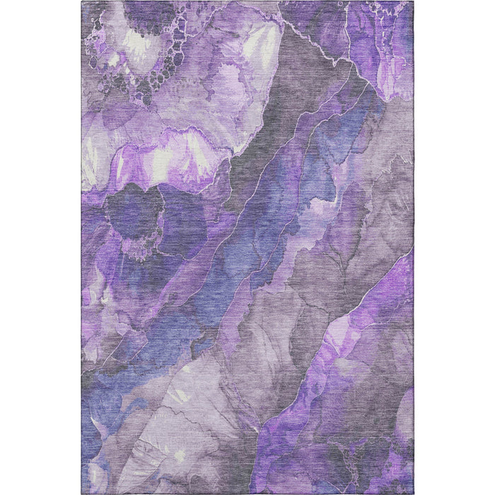 10' X 14' Floral Washable Area Rug With UV Protection (706199) - Lavender / Gray / Ivory