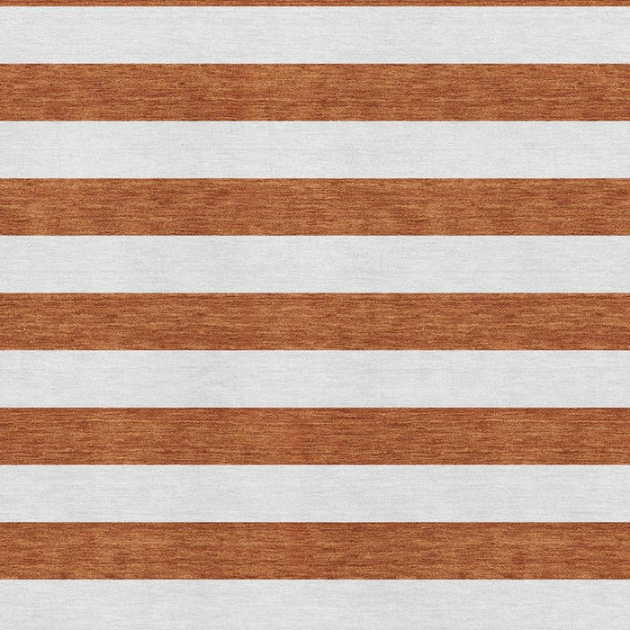 8' X 10' Striped Washable Area Rug With UV Protection (647630) - Rust / Ivory
