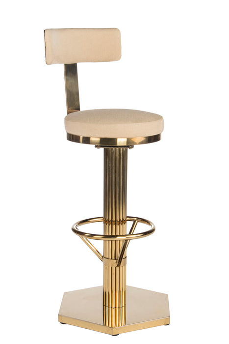 Linen Steel Counter Height Swivel Bar Chair - Cream / Gold