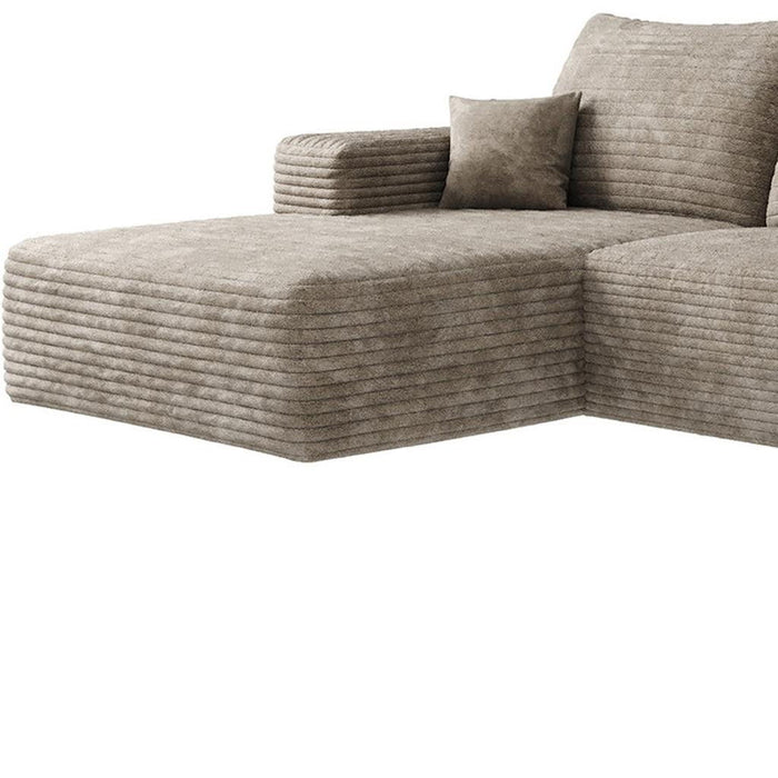2 Piece Living Room Set Corduroy Modular Compression Foam Sofa With Ottoman Toss Pillows - Camel