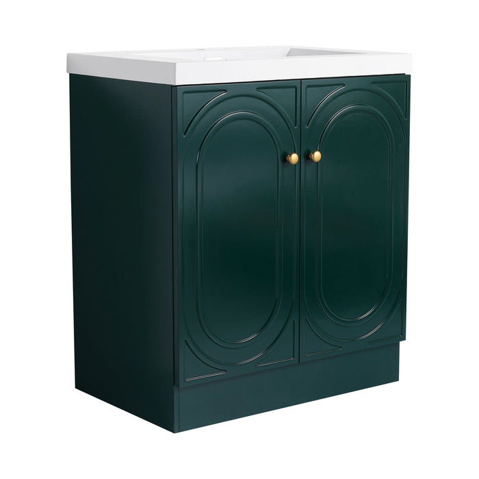 Giga contemporary freestanding bathroom vanity with resin sink and soft-close cabinet doors, modern design and storage space