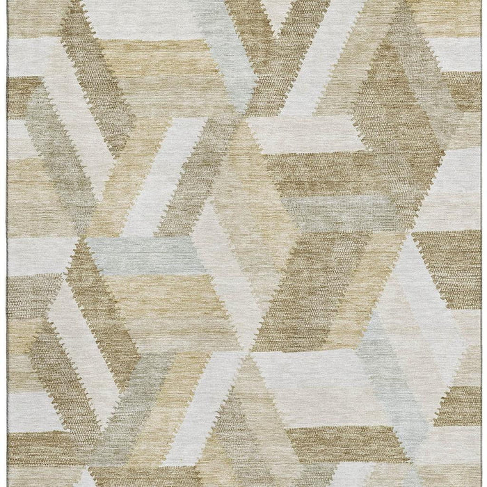 10' X 14' Geometric Washable Area Rug With UV Protection (692460) - Tan / Ivory / Brown