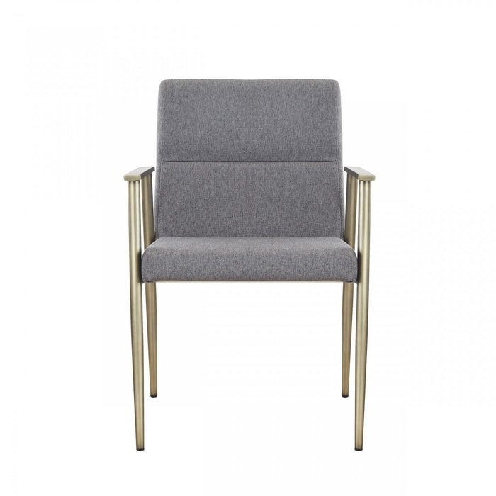 Upholstered Fabric Dining Chair With Arms - Gray