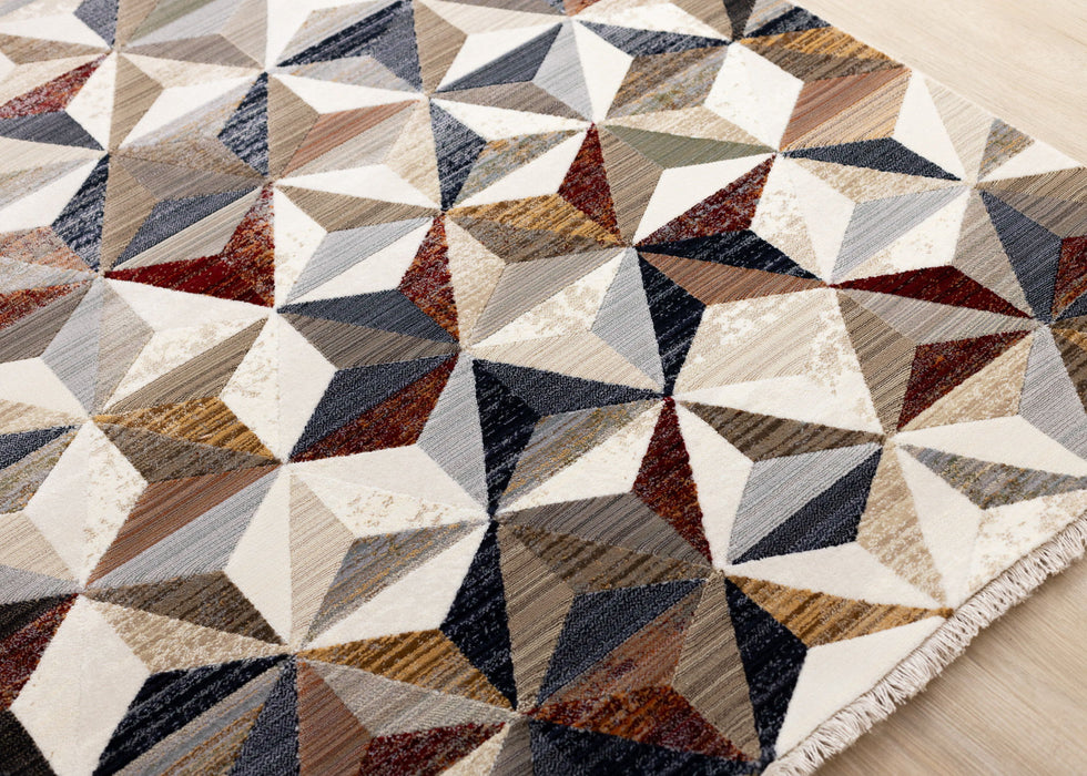 8' X 10' Geometric Area Rug (660318) - Cream / Gray / Brown