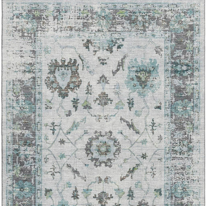 10' X 14' Oriental Washable Area Rug With UV Protection (709902) - Teal / Gray / Charcoal