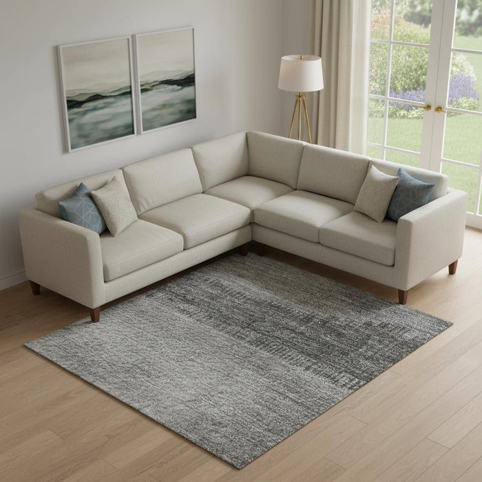 10' X 14' Striped Washable Area Rug With UV Protection (706837) - Lavender / Gray