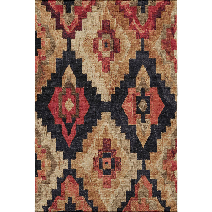 10' X 14' Washable Area Rug With UV Protection (707239) - Rust / Beige / Charcoal