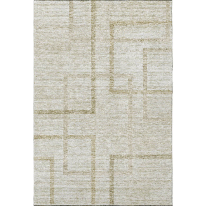 10' X 14' Geometric Washable Area Rug With UV Protection - Beige And Taupe