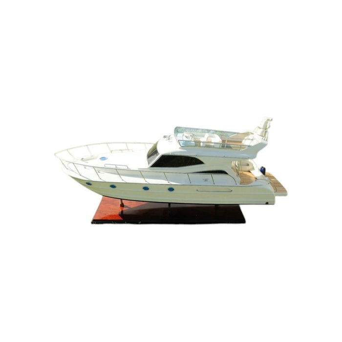 Hand Painted Model Boat Tabletop Sculpture - White