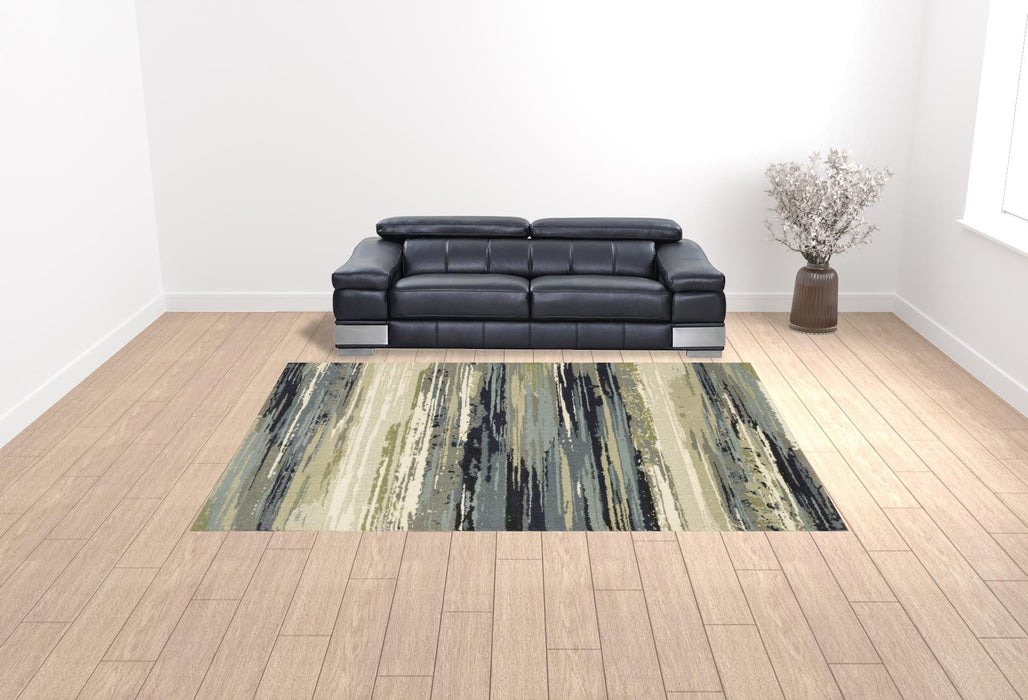 10' x 13' Abstract Power Loom Stain Resistant Area Rug - Blue Green Gray Light Blue And Beige