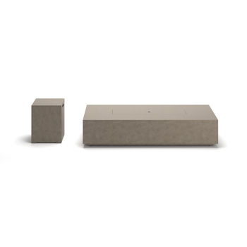 Signature Design by Ashley Midnight Mountain rectangular fire pit with light brown tank cover