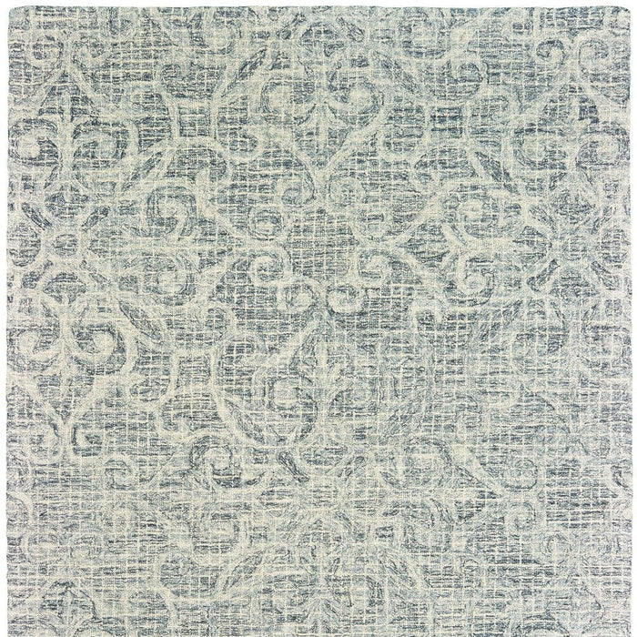 8' X 10' Wool Geometric Hand Tufted Area Rug - Gray / Ivory