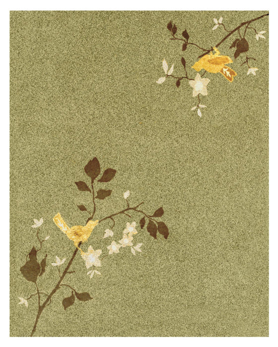 9' X 12' Wool Floral Hand Knotted Area Rug (744354) - Green / Brown / Yellow