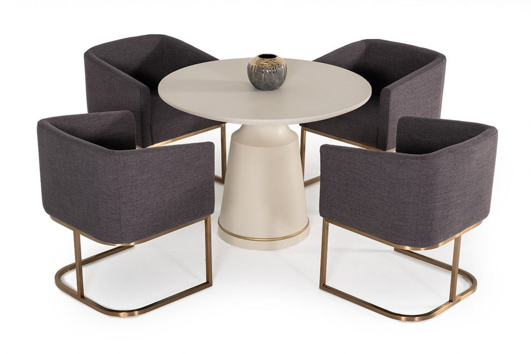 Concrete Pedestal Base Round Top Dining Table - Off White
