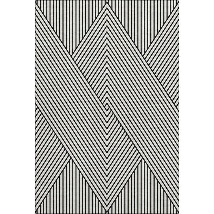 10' X 14' Geometric Washable Area Rug With UV Protection (674688) - White / Black