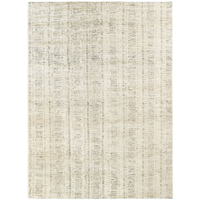 9' X 12' Striped Hand Knotted Area Rug (712816) - White / Ivory