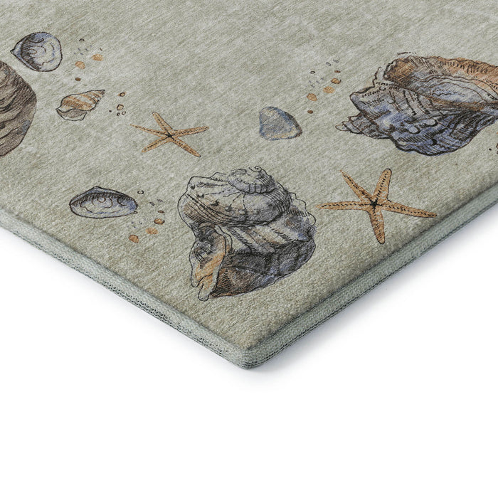 10' X 14' Geometric Washable Area Rug With UV Protection (646055) - Linen / Ivory / Beige