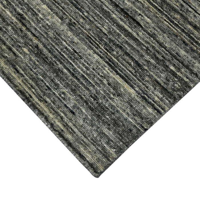 8' X 10' Wool Striped Hand Woven Area Rug (570269) - Gray / Black
