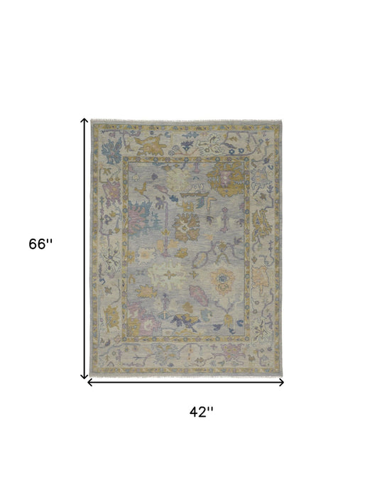 4' X 6' Wool Oriental Hand Knotted Area Rug With Fringe - Purple