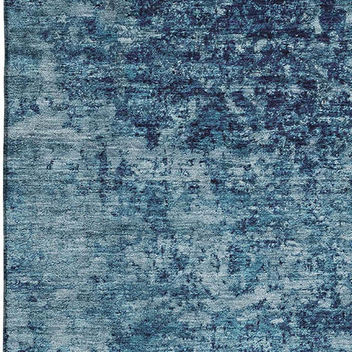 10' X 14' Abstract Washable Area Rug With UV Protection (699148) - Denim Blue / Ivory