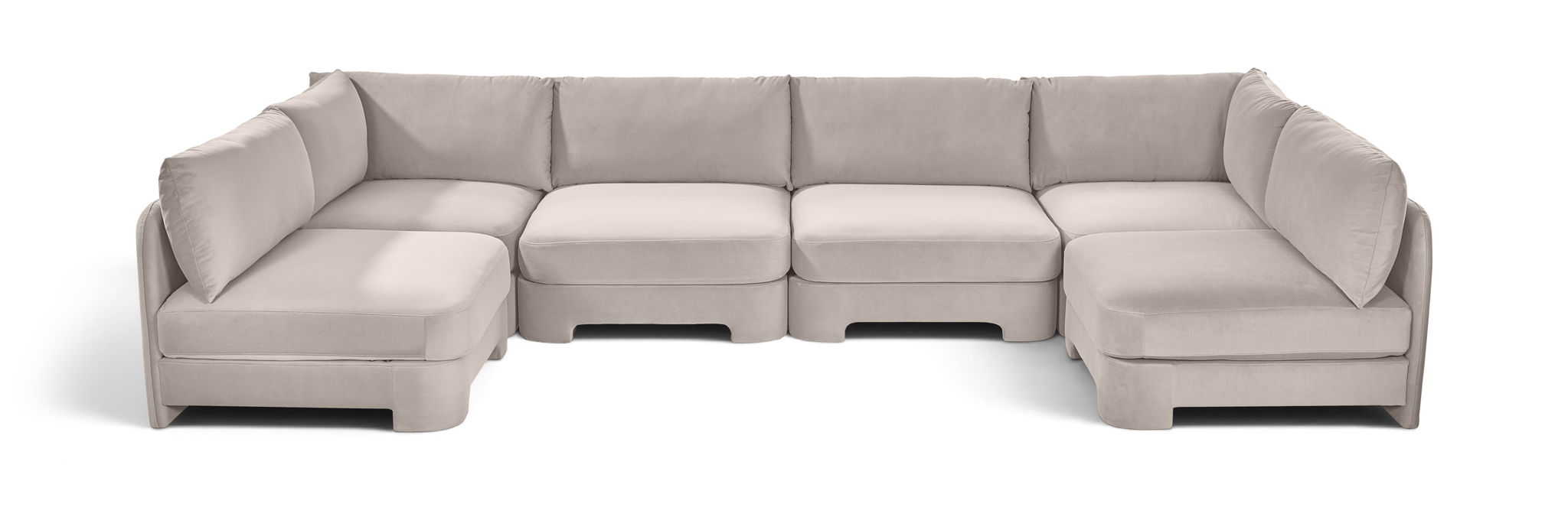 Meridian Furniture Hammond velvet upholstered 6-piece U-shaped armless sectional sofa with plush cushions and modern design.