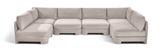Meridian Furniture Hammond velvet upholstered 6-piece U-shaped armless sectional sofa with plush cushions and modern design.