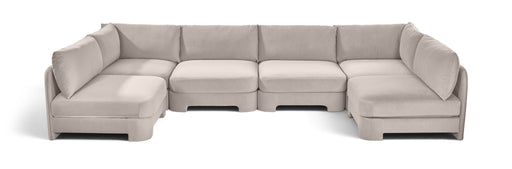 Meridian Furniture Hammond velvet upholstered 6-piece U-shaped armless sectional sofa with plush cushions and modern design.