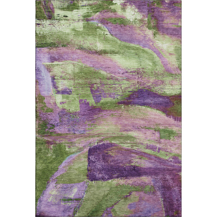 10' X 14' Abstract Washable Area Rug With UV Protection (715585) - Purple / Green