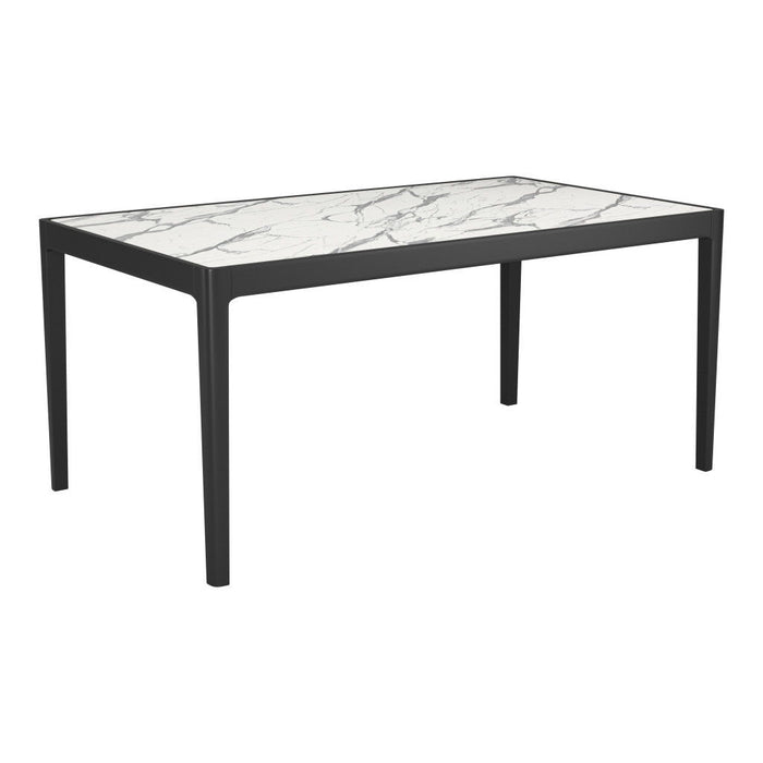 65" Faux Marble And Solid Wood Dining Table - White