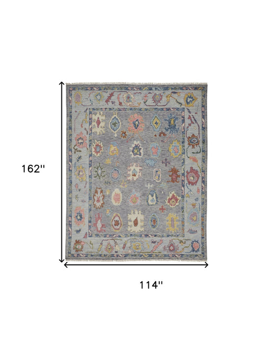 9' X 13' Persian Wool Oriental Hand Knotted Area Rug With Fringe - Gray