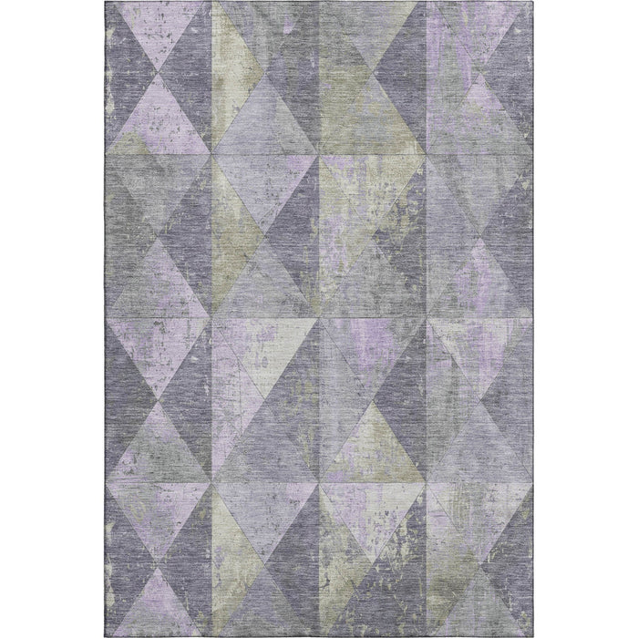 10' X 14' Geometric Washable Area Rug With UV Protection (699082) - Lavender / Fern Green / Ivory