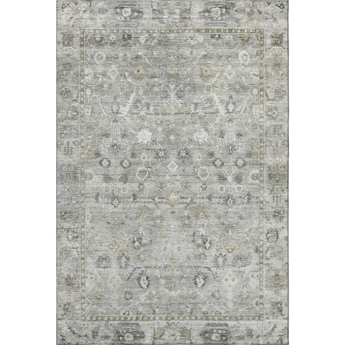 10' X 14' Oriental Washable Area Rug With UV Protection (700901) - Pewter / Ivory