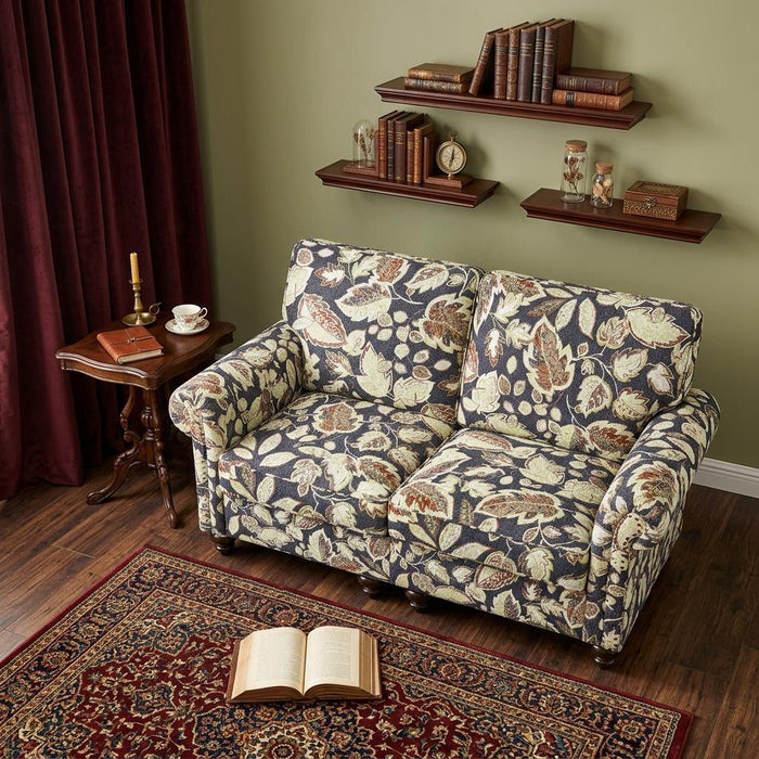 Floral Loveseat - Sage / Navy Blue
