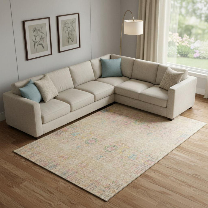 10' X 14' Oriental Washable Area Rug With UV Protection (699592) - Tan / Blue / Green