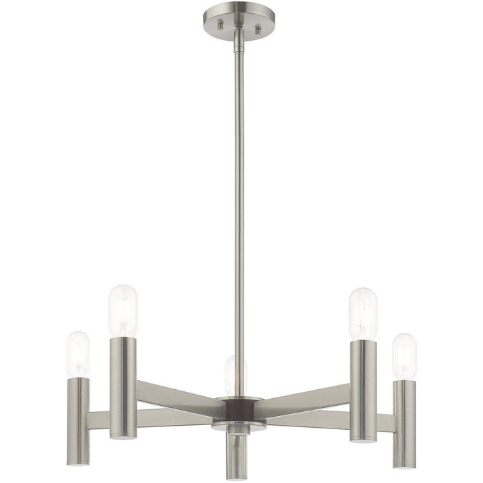 19'' Five Light Dimmable Chandelier With Shades - Nickel