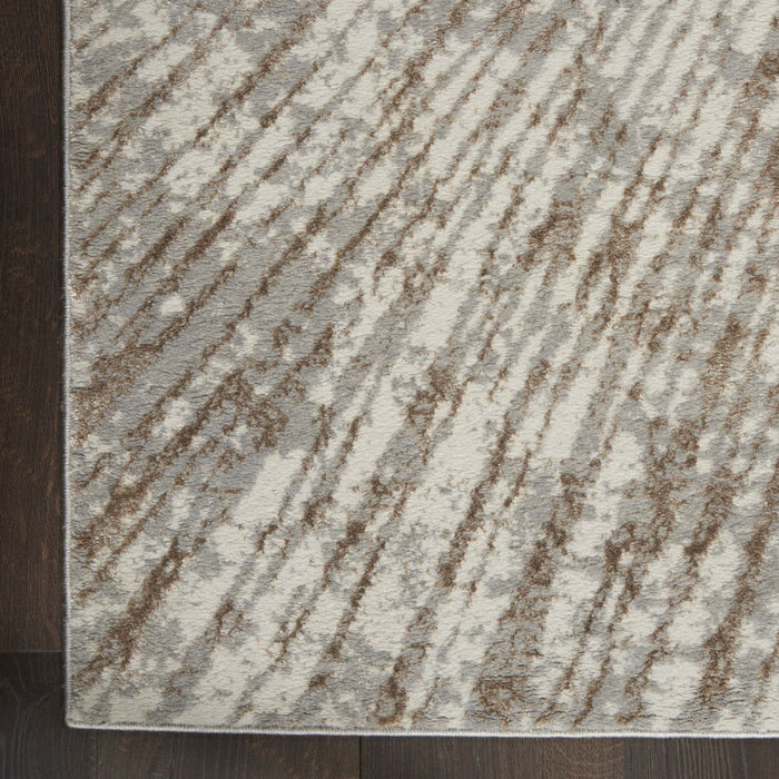 8' X 10' Abstract Polyester Material Area Rug - Gray And Ivory