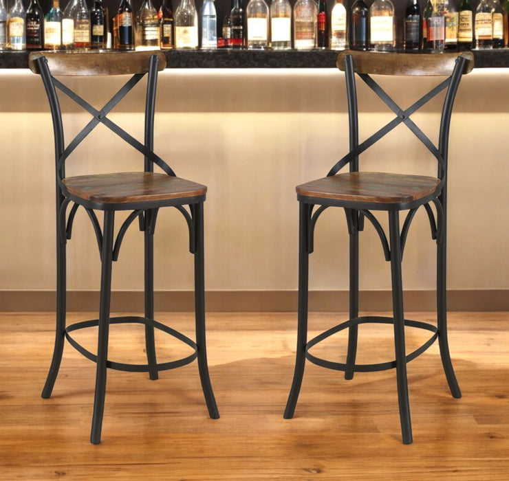 Metal Counter Height Bar Chair - Brown And Black