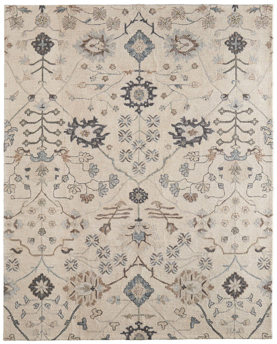 8' X 10' Wool Floral Hand Tufted Area Rug (722333) - Blue / Ivory