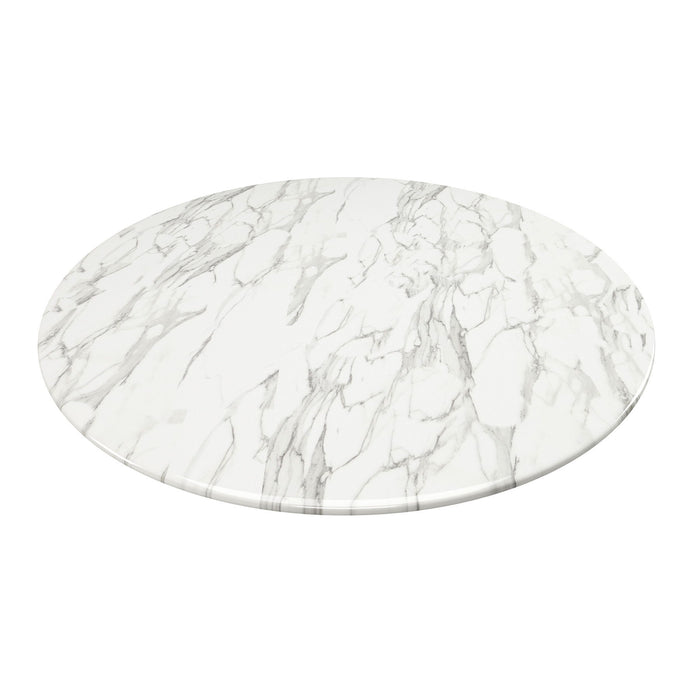 32" Rounded Stone And Metal Pedestal Base Dining Table - Gray