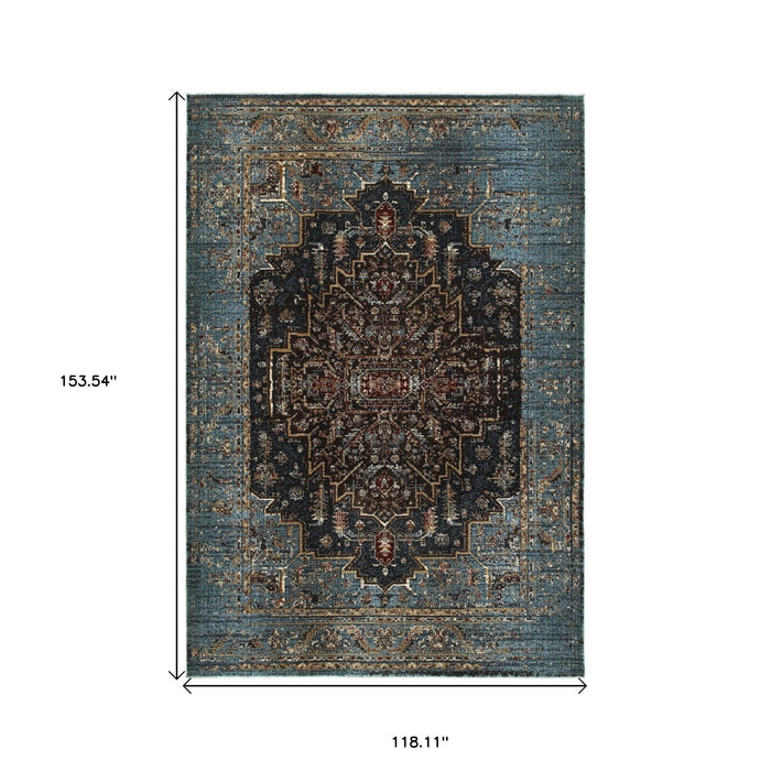 10' X 13' Medallion Area Rug - Blue And Navy