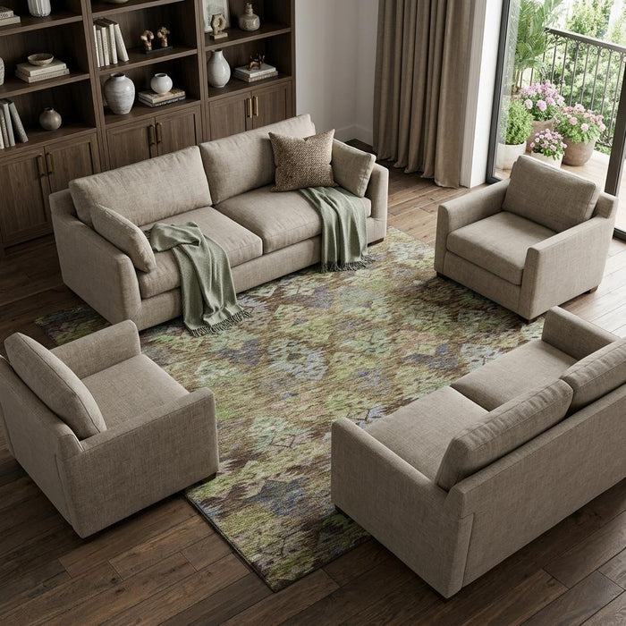 10' X 14' Washable Area Rug With UV Protection (695606) - Brown / Green / Gray