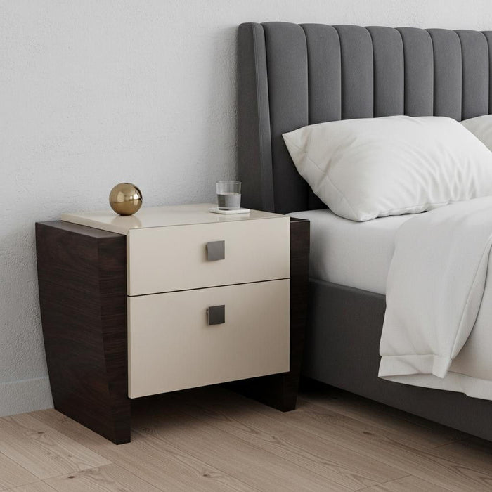 Refined High Gloss Nightstand - Beige