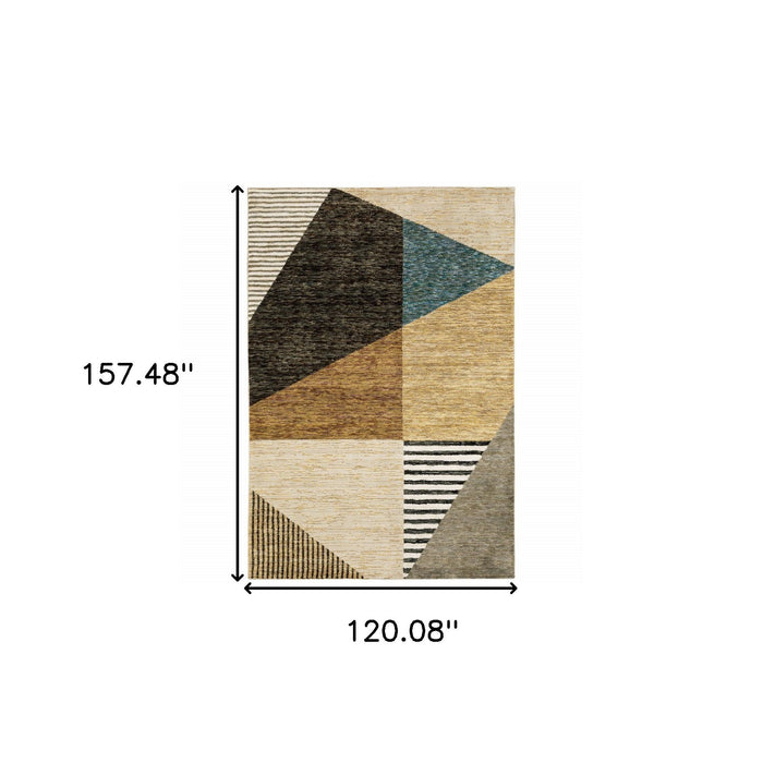 10' x 13' Geometric Power Loom Area Rug - Beige And Blue